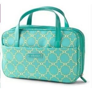 Stella & Dot Turquoise Pattern Jewelry & Makeup Tote Multi Storage.